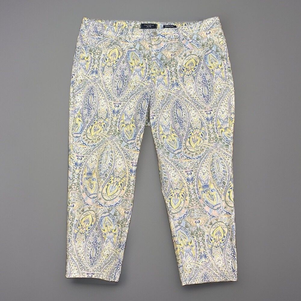 Charter Club Jean Shop Blue Yellow Bristol Capri Pants Womens Size 16